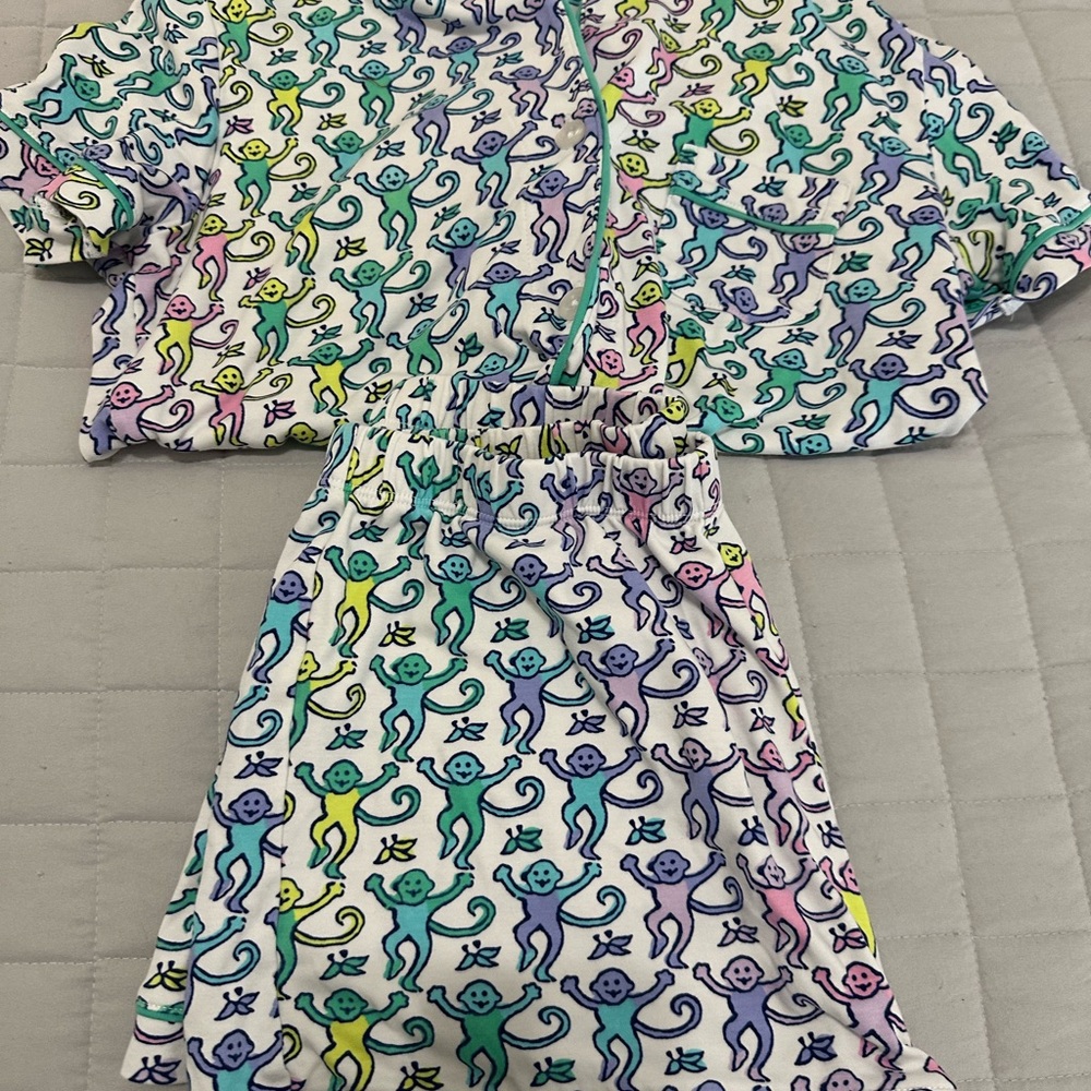 Roller Rabbit Multicolor Monkey Print Pajama Set